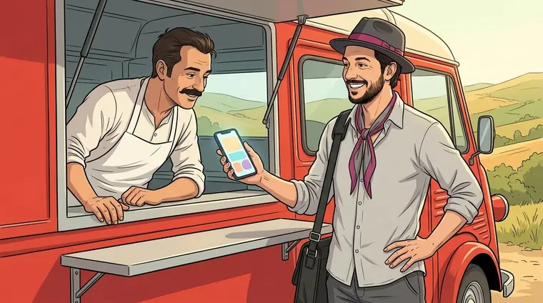 Une autre DZ, un autre paysage de collines. Un camion à pizza rouge. Djaps en civil, au comptoir, montre son téléphone à un pizzaïolo moustachu en tablier blanc, penché par la fenêtre.